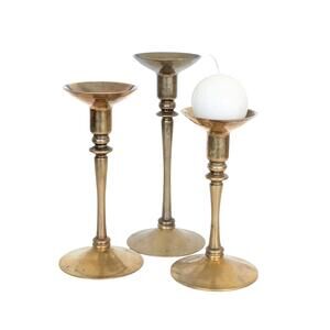 Vintage Brass Candlesticks - Set of 3 - Graduated Heights - Candle Holders